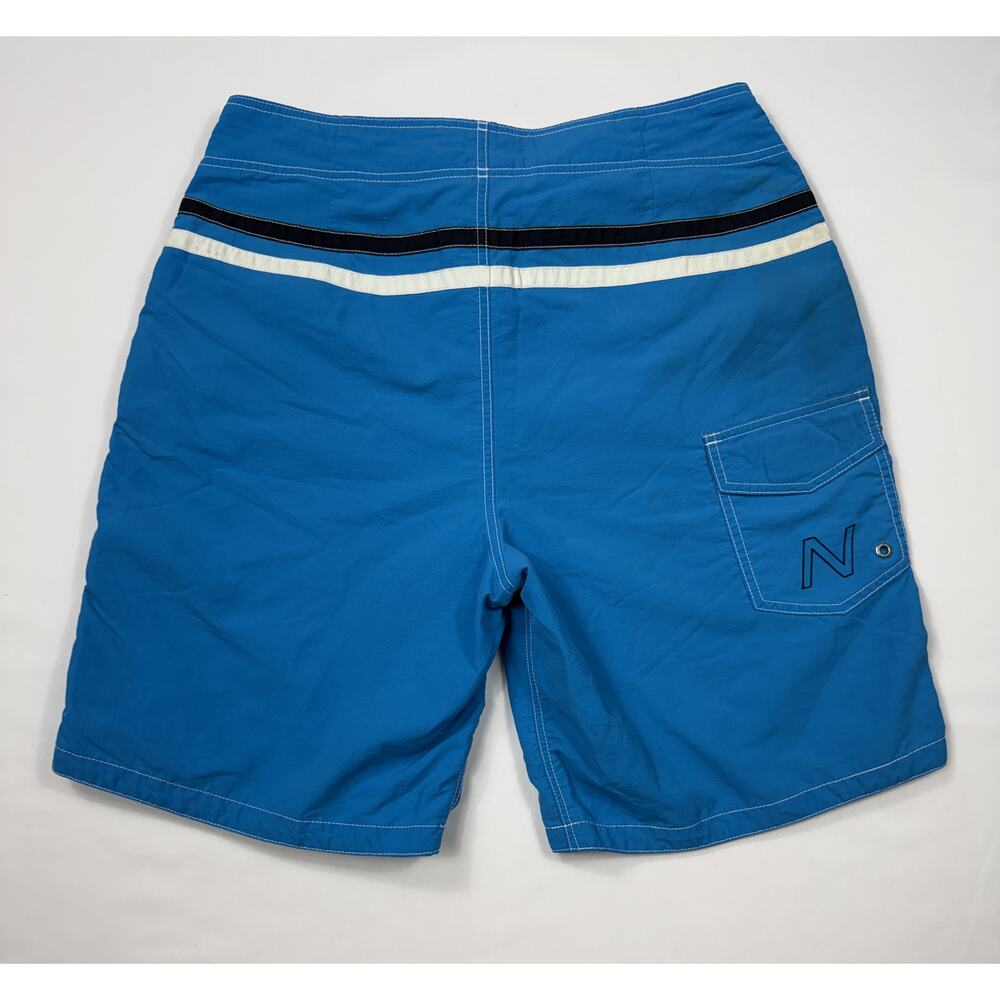 Vintage Nautica Swim Trunks Mens Sz 32 Blue drawstring stripes accent bands - Picture 12 of 16